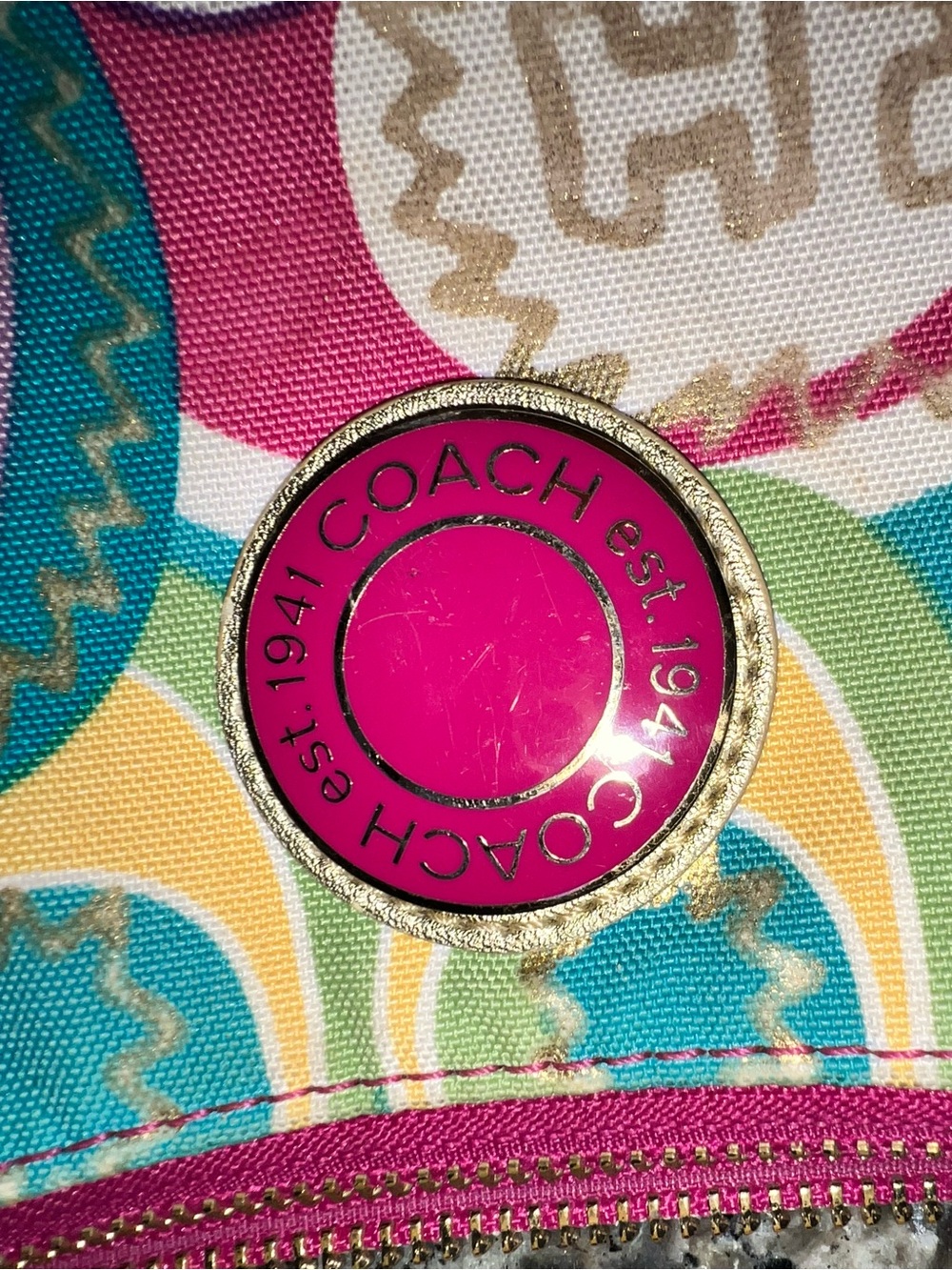 Coach Multicolor Mini Shoulder Bag with Gold Handle - Picture 9 of 11
